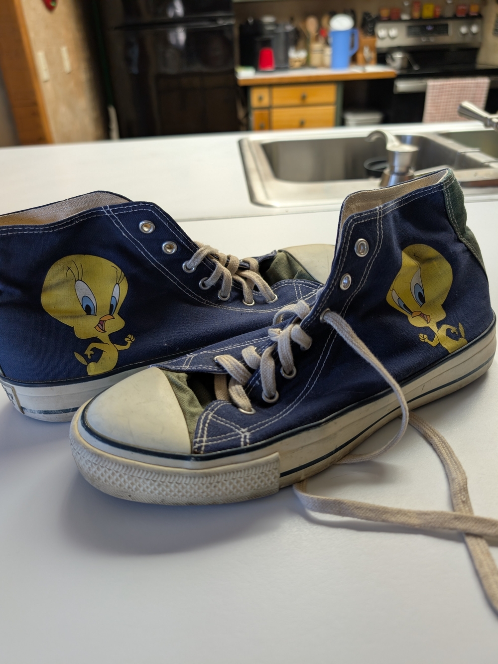 Warner Bros. Navy Blue Tweety High-Top Sneakers